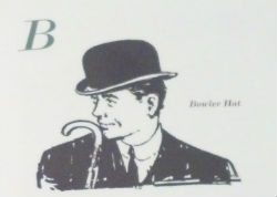 Bowler Hat Illustration Man in bowler hat in black and white illustrated