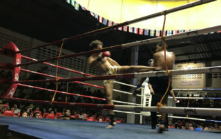 Muay Thai Fighters Kiicking Each Other