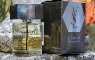 Yves Saint Laurent L'Homme Bottle & Box On Stone Wall